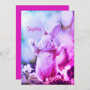 Invitación Funny Rabbit Simple Purple Card