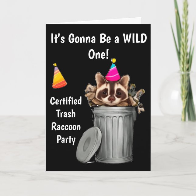 Invitación Funny Raccoon Trash Can Birday Design (Anverso)