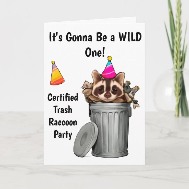 Invitación Funny Raccoon Trash Can Birday Design (Anverso)
