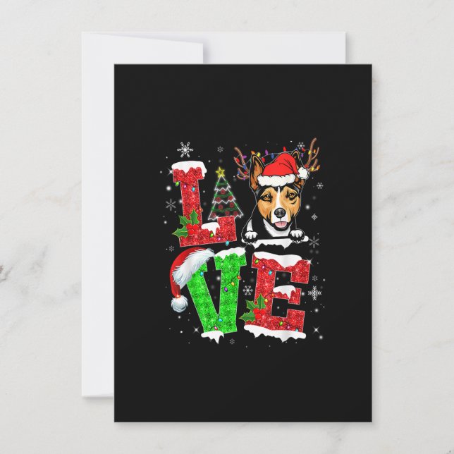 Invitación Funny Rat Terrier Dog Tree Christmas Lights Xmas P (Anverso)