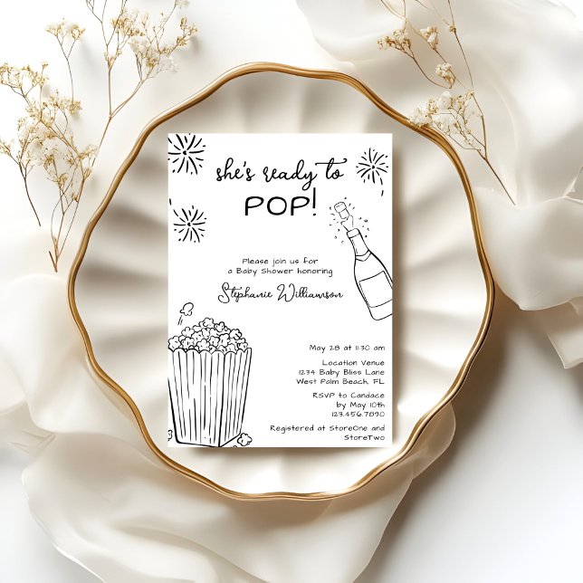 Invitación Funny Ready To Pop Popcorn Champagne Baby Shower (Subido por el creador)