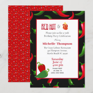 Invitación Funny Red and Green Peppers 70 cumpleaños