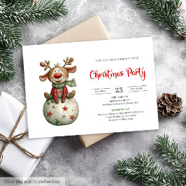 Invitación Funny Reindeer festive watercolor holiday invites