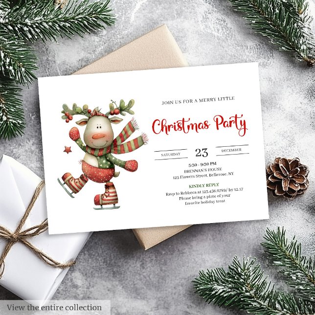 Invitación Funny Reindeer minimalist modern party invitation (Funny Reindeer minimalist modern party invitation)