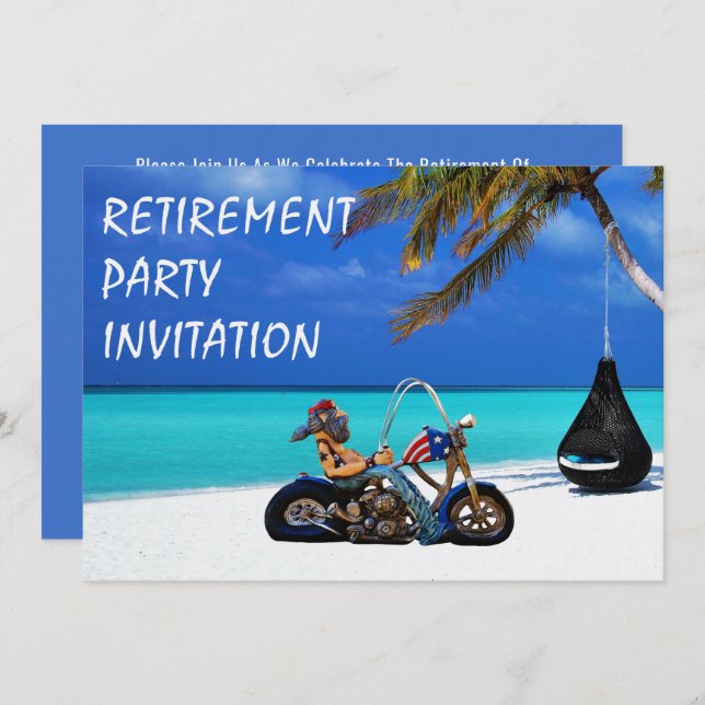 Invitación Funny Retirement Party Biker Motorcyclist (Anverso / Reverso)