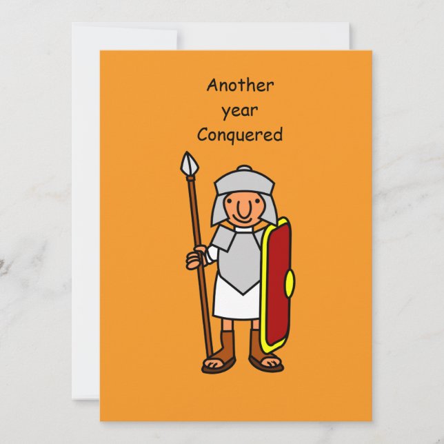 Invitación Funny Roman Soldier  Birthday Party Invitation  (Anverso)