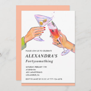 Invitación Funny Rosa Cocktail Champagne 41 cumpleaños