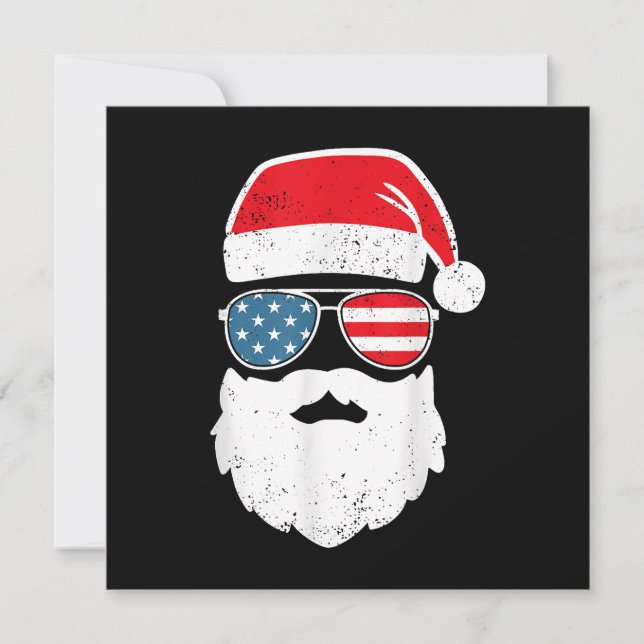 Invitación Funny Santa Claus Face Gafas de sol Patriótico Ame (Anverso)
