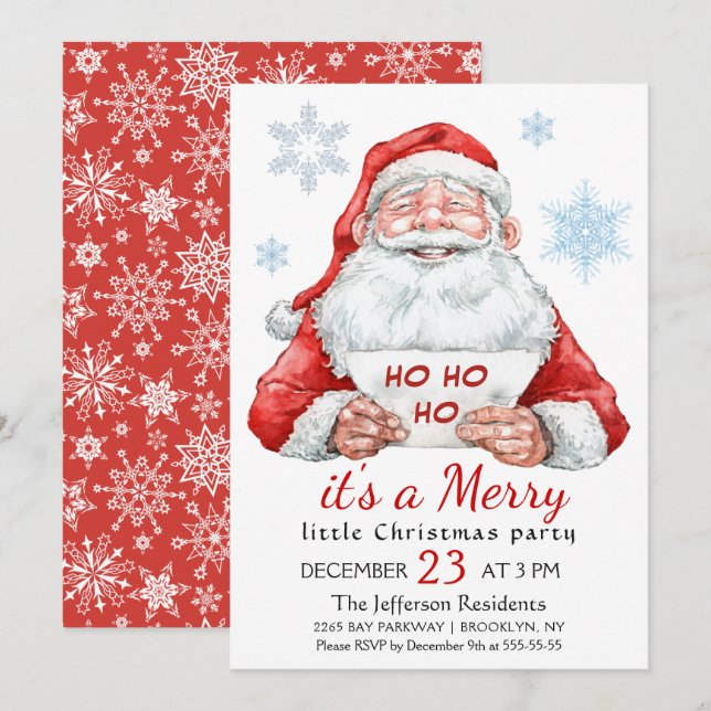 Invitación Funny Santa Claus Feliz Fiesta navideño (Anverso / Reverso)