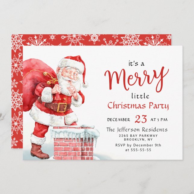 Invitación Funny Santa Claus Feliz Fiesta navideño (Anverso / Reverso)