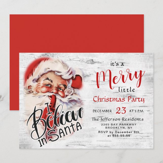 Invitación Funny Santa Claus Feliz Fiesta navideño (Anverso / Reverso)