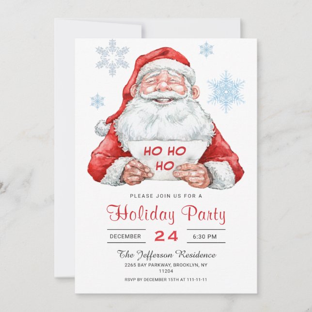 Invitación Funny Santa Claus Ho Ho Ho Fiesta Navidades de vac (Anverso)