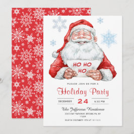 Invitación Funny Santa Claus Ho Ho Ho Fiesta Navidades de vac