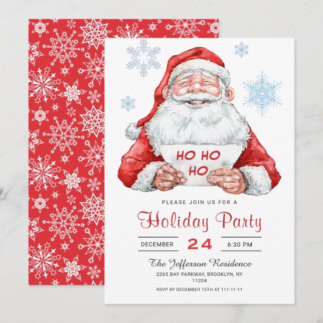 Invitación Funny Santa Claus Ho Ho Ho Fiesta Navidades de vac (Anverso / Reverso)