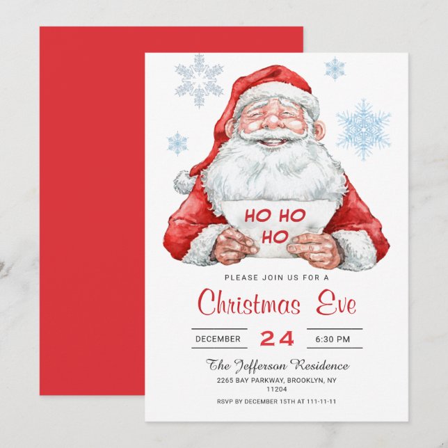 Invitación Funny Santa Claus Ho Ho Ho Ho Navidades de vacacio (Anverso / Reverso)