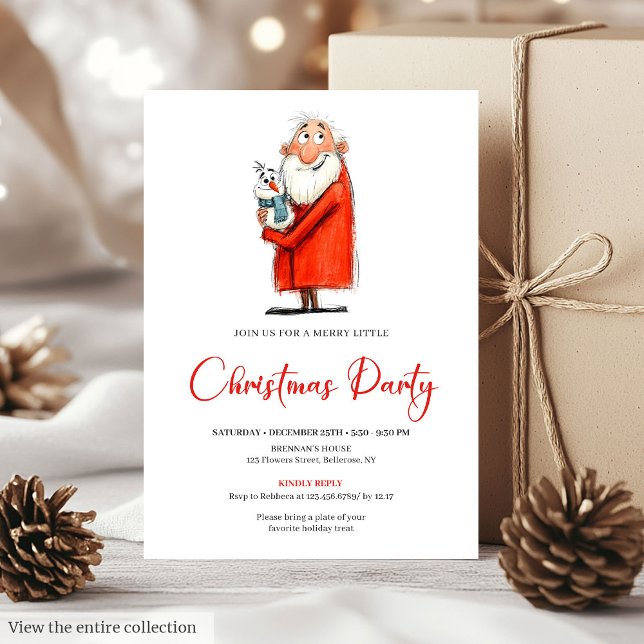 Invitación Funny Santa Claus Holiday Dinner Party Invitation (Funny Santa Claus Holiday Dinner Party Invite)