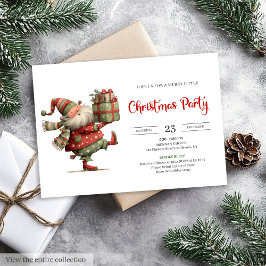 Invitación Funny Santa Claus Modern Red Green Holiday Invite