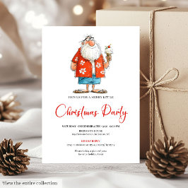 Invitación Funny Santa Claus Watercolor Festive Party Invite