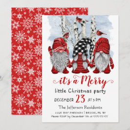 Invitación Funny Santa Gnomes Feliz Navidad Pequeña Fiesta