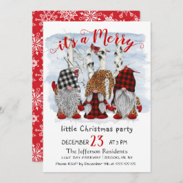 Invitación Funny Santa Gnomes Feliz Navidad Pequeña Fiesta