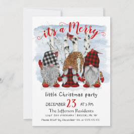 Invitación Funny Santa Gnomes Feliz Navidad Pequeña Fiesta