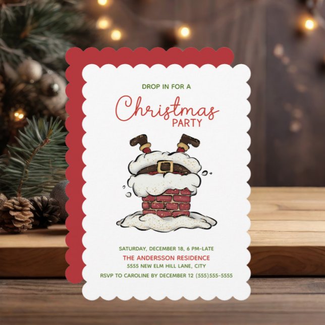 Invitación Funny Santa Navidades Fiesta (Funny Santa Claus Christmas party invitation)