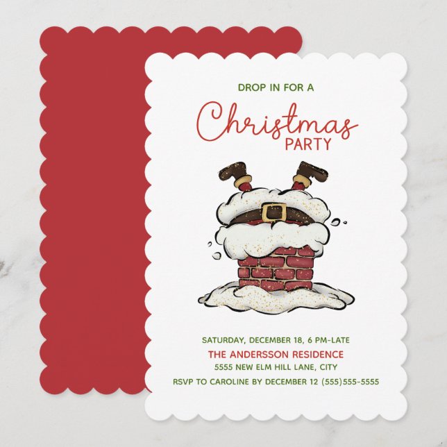 Invitación Funny Santa Navidades Fiesta (Anverso / Reverso)