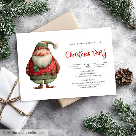 Invitación Funny Santa trendy red green Christmas invitation