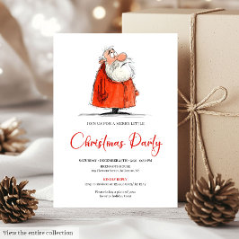 Invitación Funny Santa Watercolor Modern Holiday Party Invite