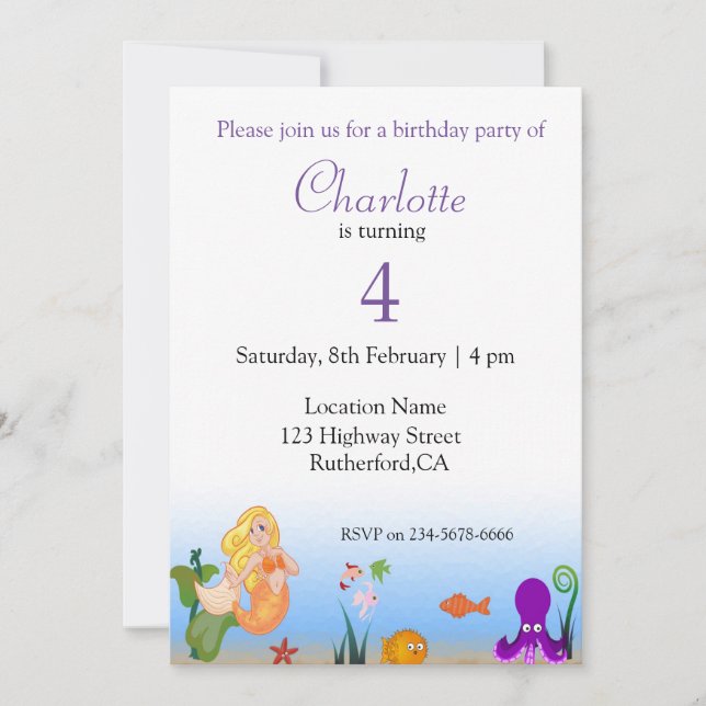 Invitación Funny Seaworld Birthday (Anverso)