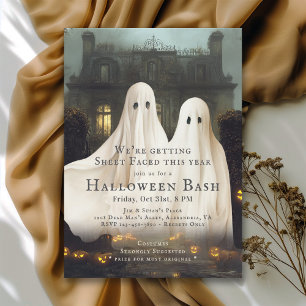 Invitación Funny Sheet Faced Ghosts Halloween Party
