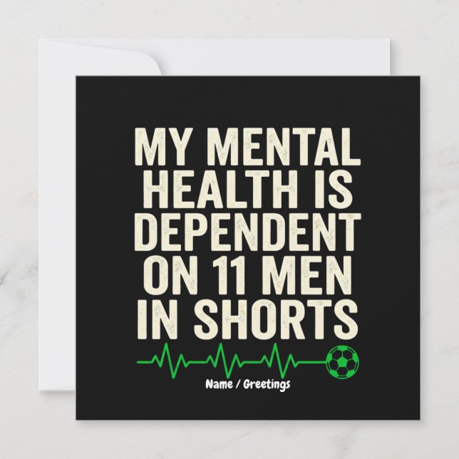 Invitación Funny Soccer Fan Mental Health Heartbeat Graphic  (Anverso)