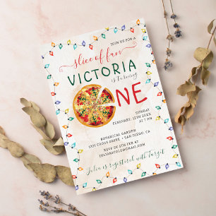 Invitación Funny Spicy Slice Pizza BBQ Foto Primer cumpleaños