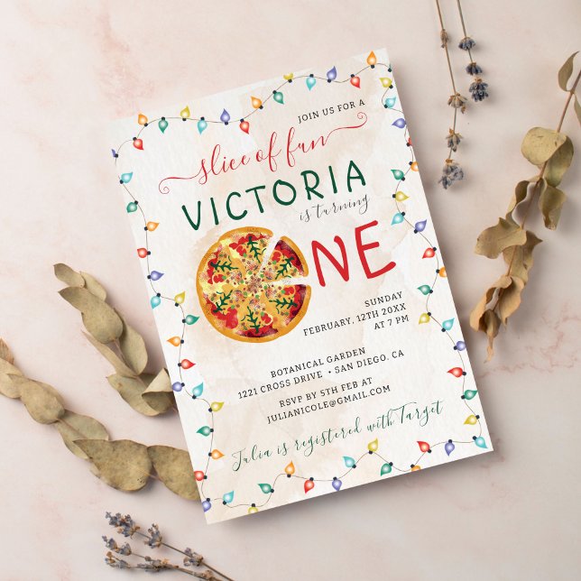 Invitación Funny Spicy Slice Pizza BBQ Foto Primer cumpleaños (Subido por el creador)