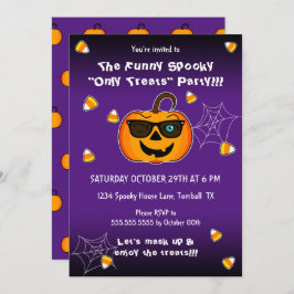 Invitación Funny Spooky Pumpkin Fiesta de guiño icónico