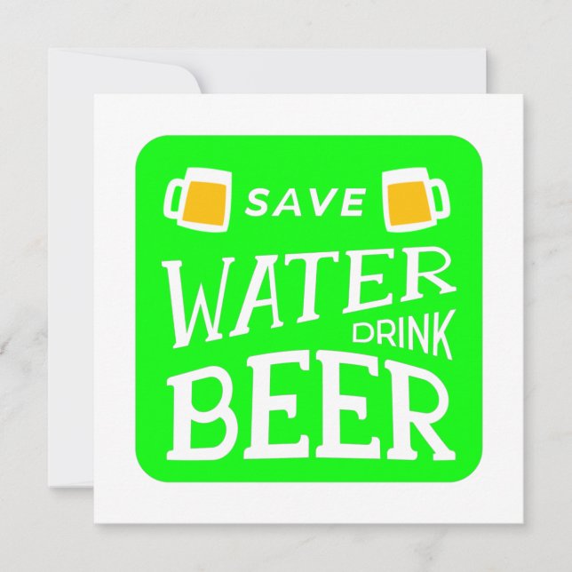 Invitación funny st patricks save water drink beer (Anverso)