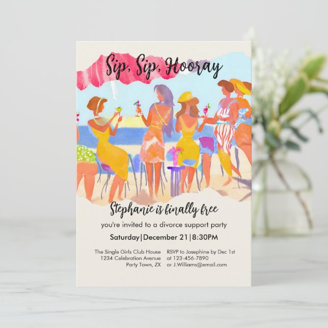 Invitación Funny Summer Beach Cocktail Women's Divorce Party (Anverso de pie)