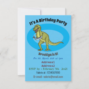 Invitación Funny T rex dinosaur ilustracion