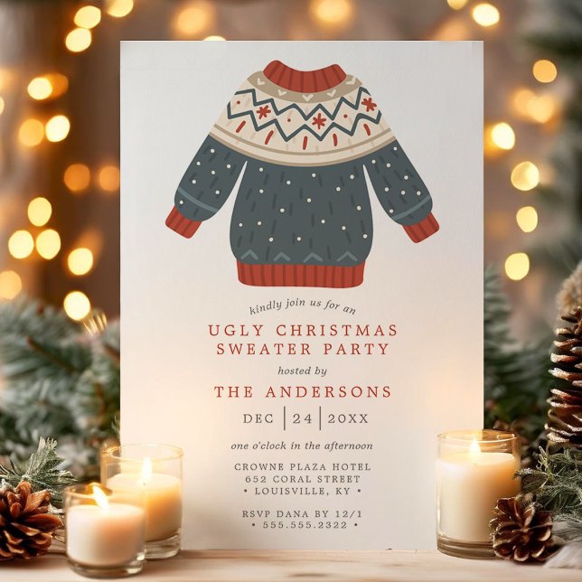 Invitación Funny Tacky Ugly Navidades Sweater Fiesta (Subido por el creador)