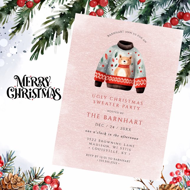 Invitación Funny Tacky Ugly Navidades Sweater Fiesta (Subido por el creador)
