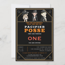Invitación Funny Triplets Pacifier Posse Wild West Birthday