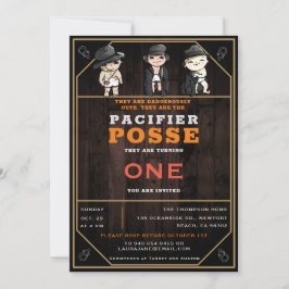 Invitación Funny Triplets Pacifier Posse Wild West Birthday