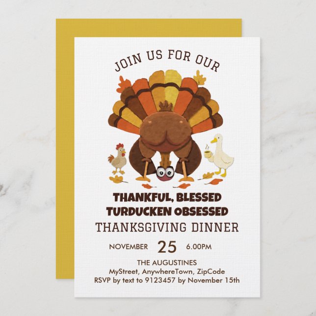 Invitación Funny Turducken Thanksgiving Dinner (Anverso / Reverso)