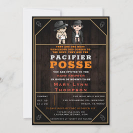 Invitación Funny Twins Pacifier Posse Wild West Baby Shower