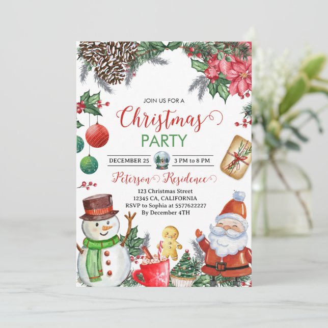 Invitación Funny Vintage Santa Navidades Fiesta (Anverso de pie)