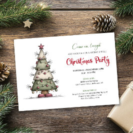 Invitación Funny watercolor tree minimalist holiday invite