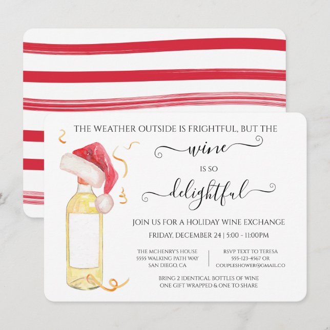 Invitación Funny Wine Exchange Navidades de vacaciones Invita (Anverso / Reverso)