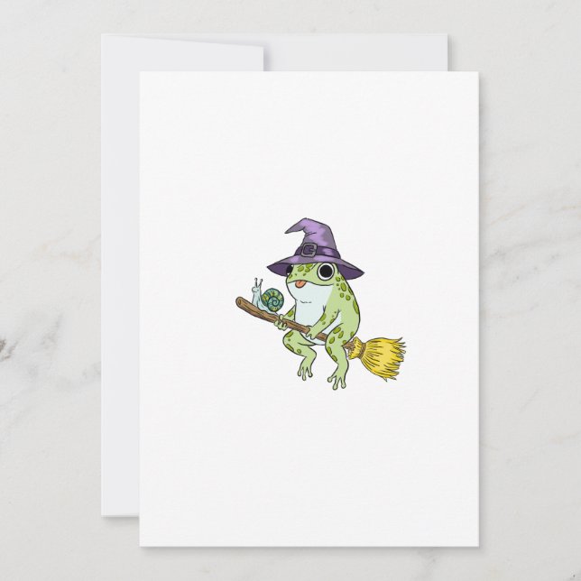 Invitación Funny Wizard Frog Rides A Broomstick Illustration (Anverso)
