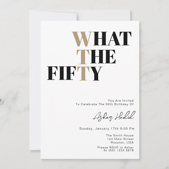 Invitación Funny WTF Adult 50th Birthday  (Anverso)