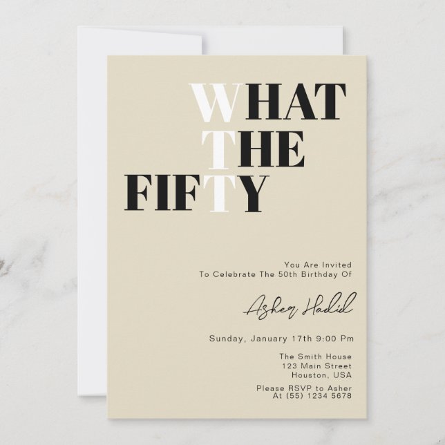 Invitación Funny WTF Adult 50th Birthday  (Anverso)